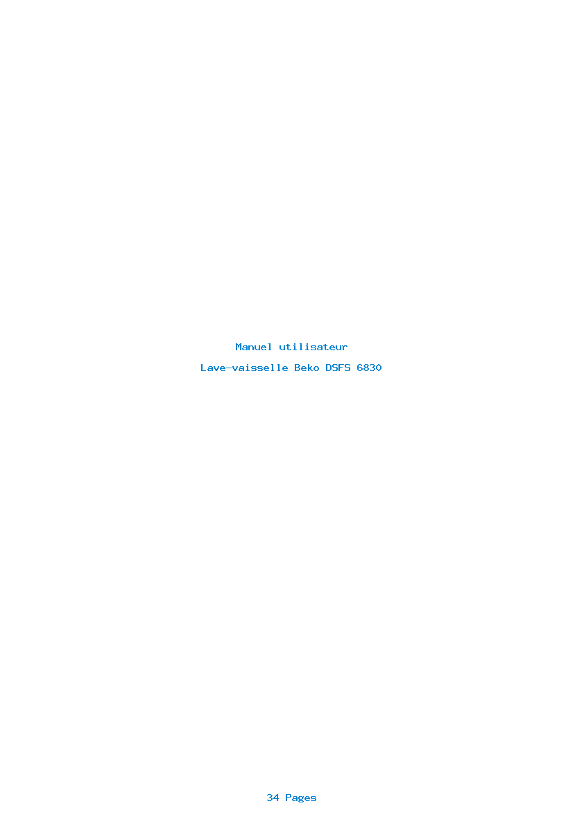 Page 1 de la notice Manuel utilisateur Beko DSFS 6830