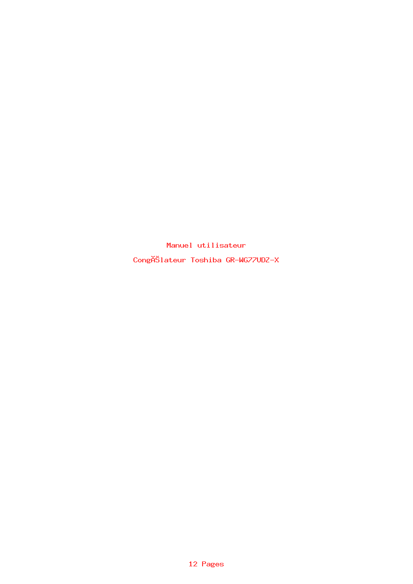 Page 1 de la notice Manuel utilisateur Toshiba GR-WG77UDZ-X