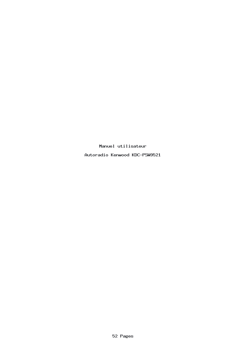 Page 1 de la notice Manuel utilisateur Kenwood KDC-PSW9521