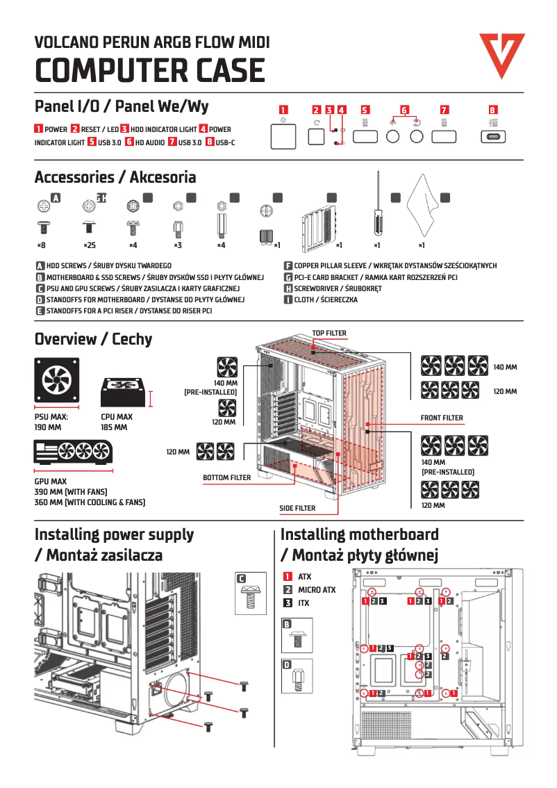 Page 1 de la notice Manuel utilisateur Volcano Perun Apex ARGB Midi