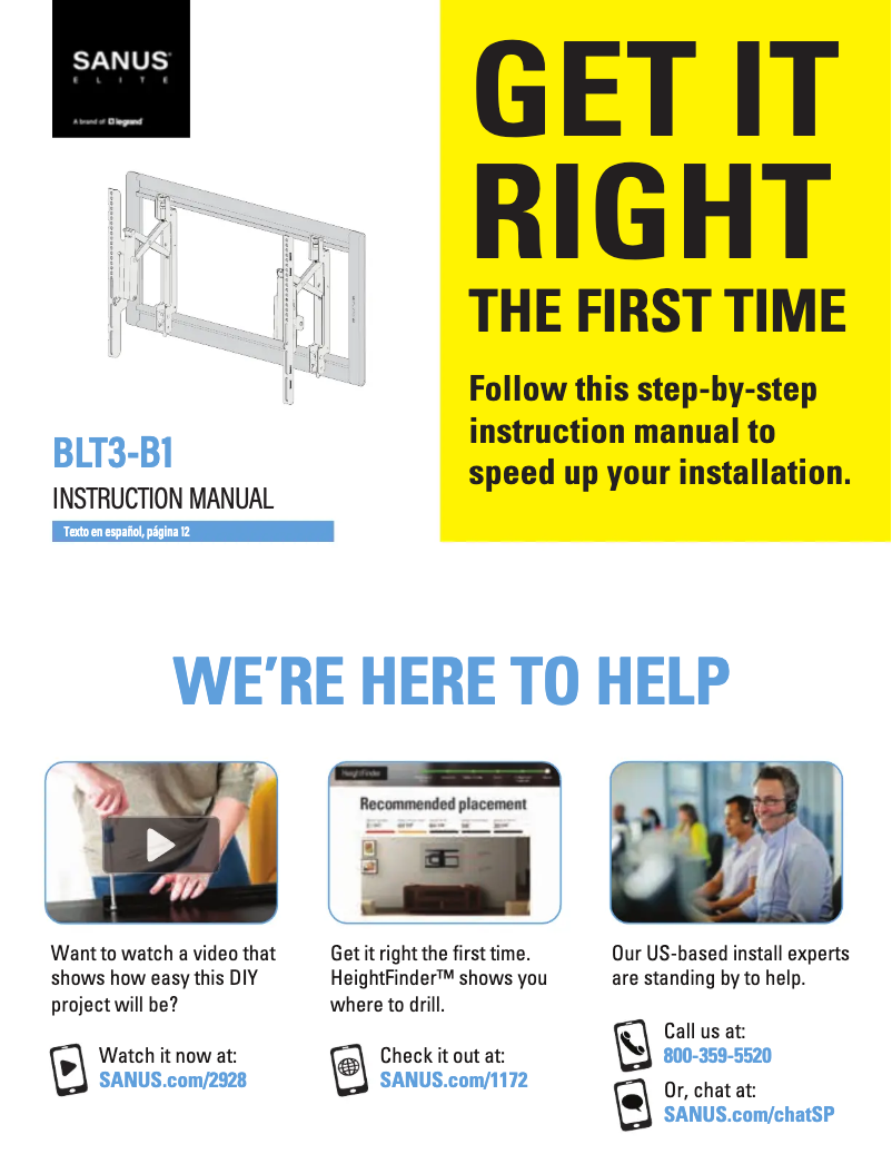 Page 1 de la notice Manuel utilisateur Sanus BLT3