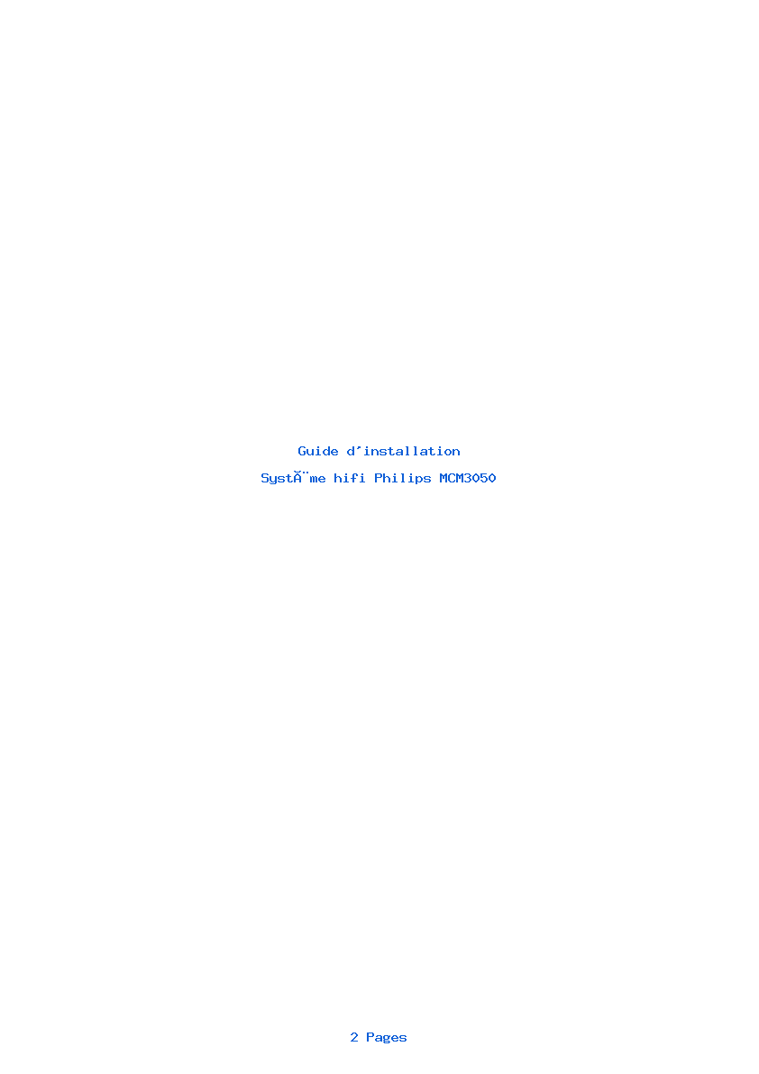 Page 1 de la notice Guide d'installation Philips MCM3050