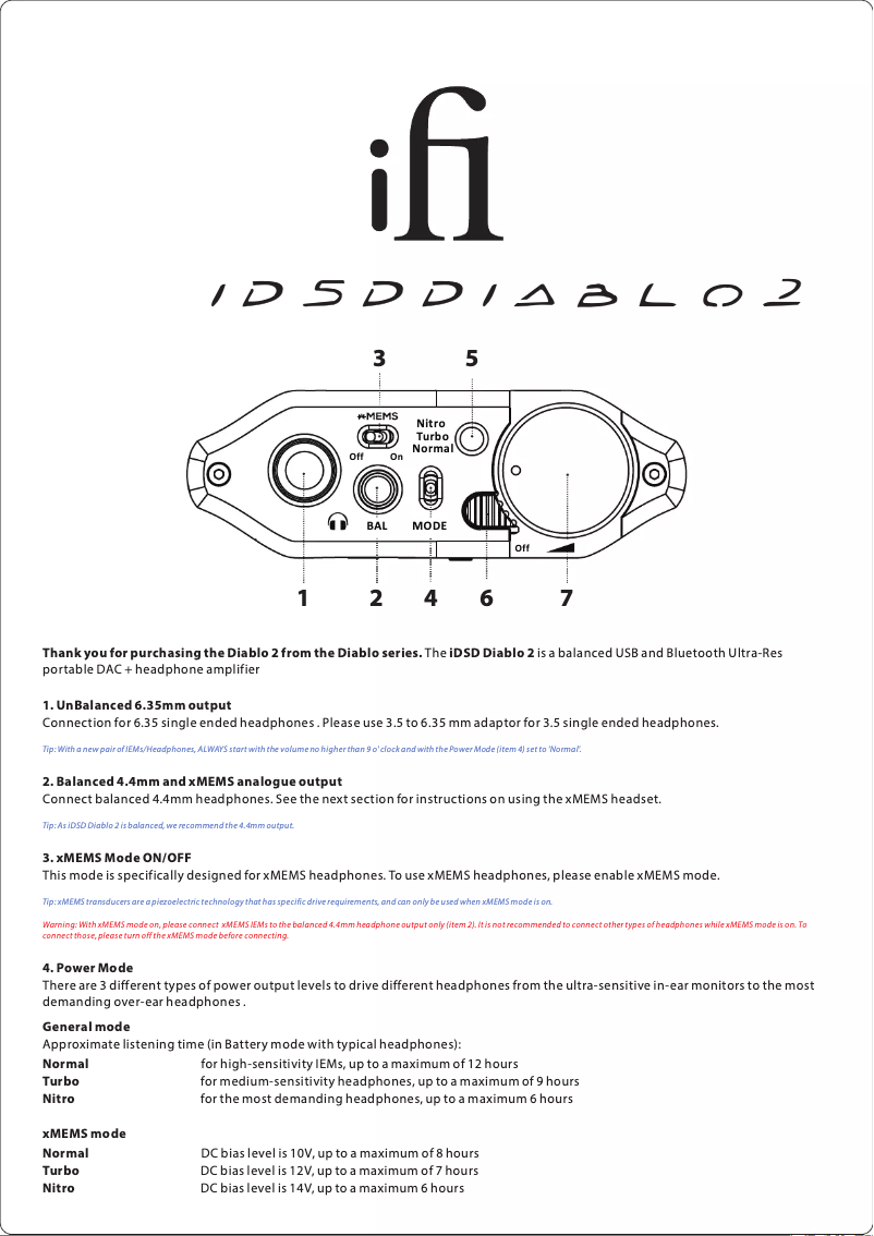 Página 1 del manual Manual de usuario iFi Audio iDSD Diablo 2