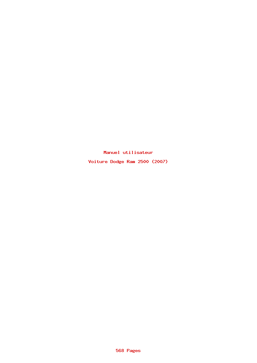 Page 1 de la notice Manuel utilisateur Dodge Ram 2500 (2007)