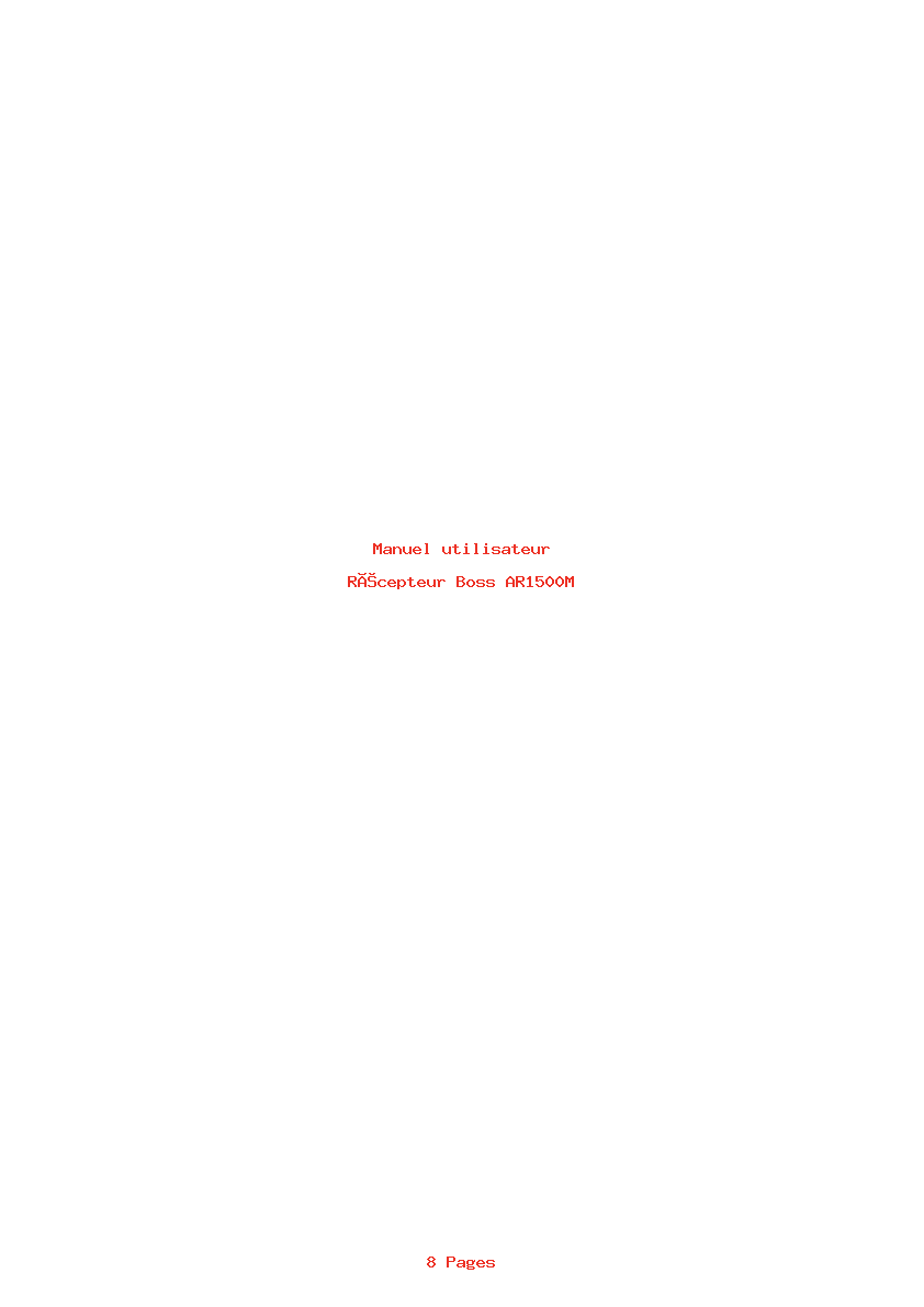 Page 1 de la notice Manuel utilisateur Boss AR1500M