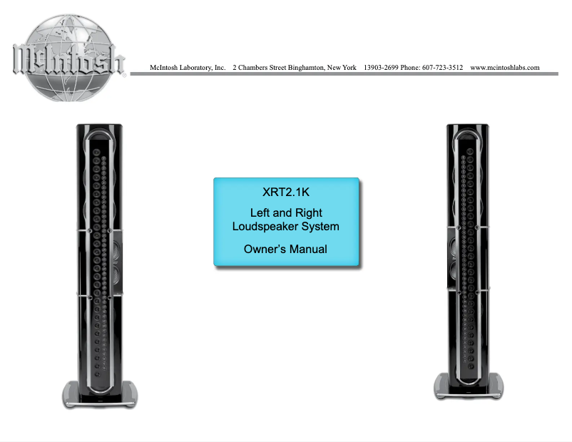 Page 1 de la notice Manuel utilisateur McIntosh XRT2.1K