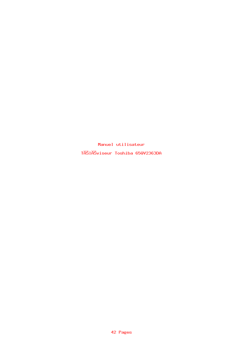 Page 1 de la notice Manuel utilisateur Toshiba 65QV2363DA