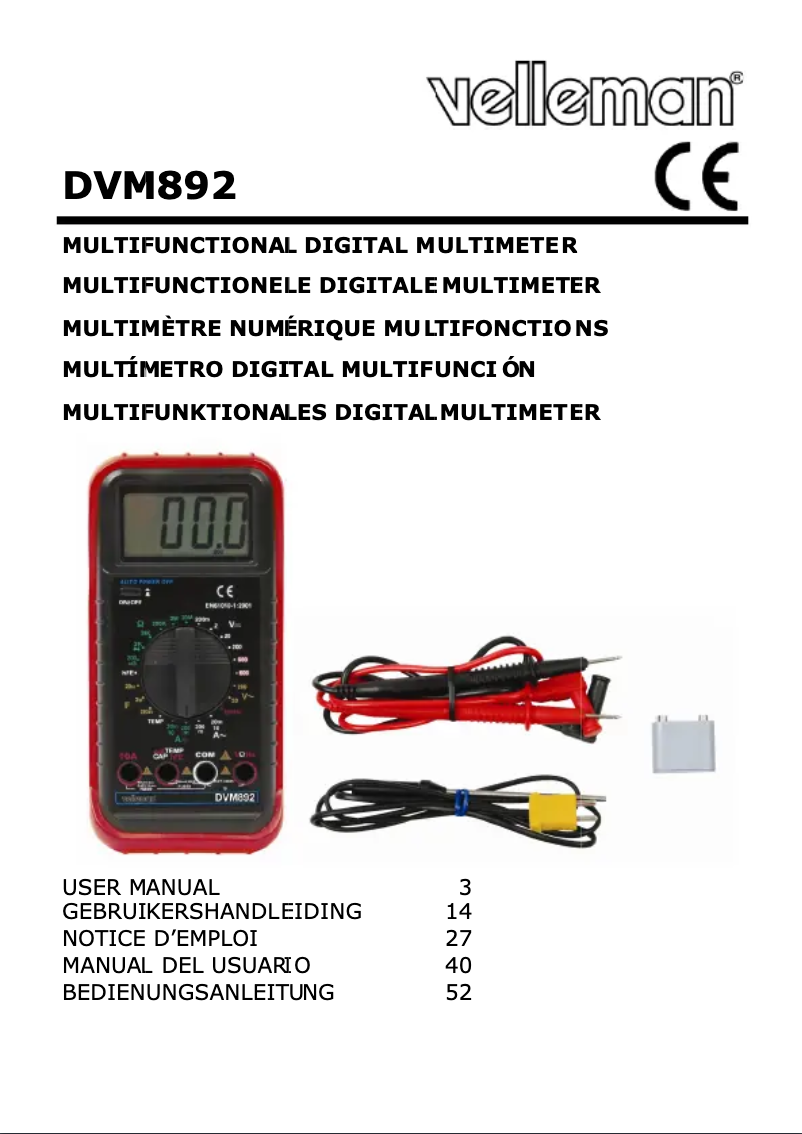 Página 1 del manual Manual de usuario Velleman DVM892