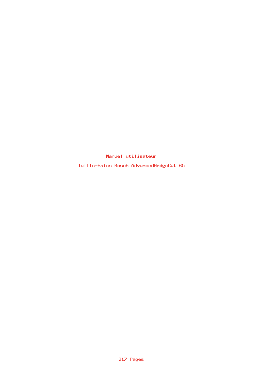 Page 1 de la notice Manuel utilisateur Bosch AdvancedHedgeCut 65