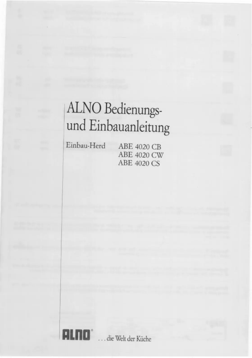Page 1 de la notice Manuel utilisateur Alno ABE4020CW