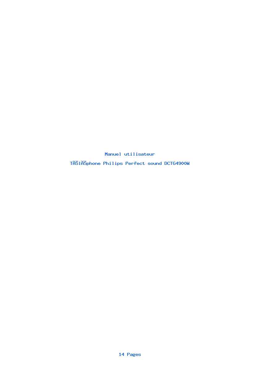 Page 1 de la notice Manuel utilisateur Philips Perfect sound DCTG4900W