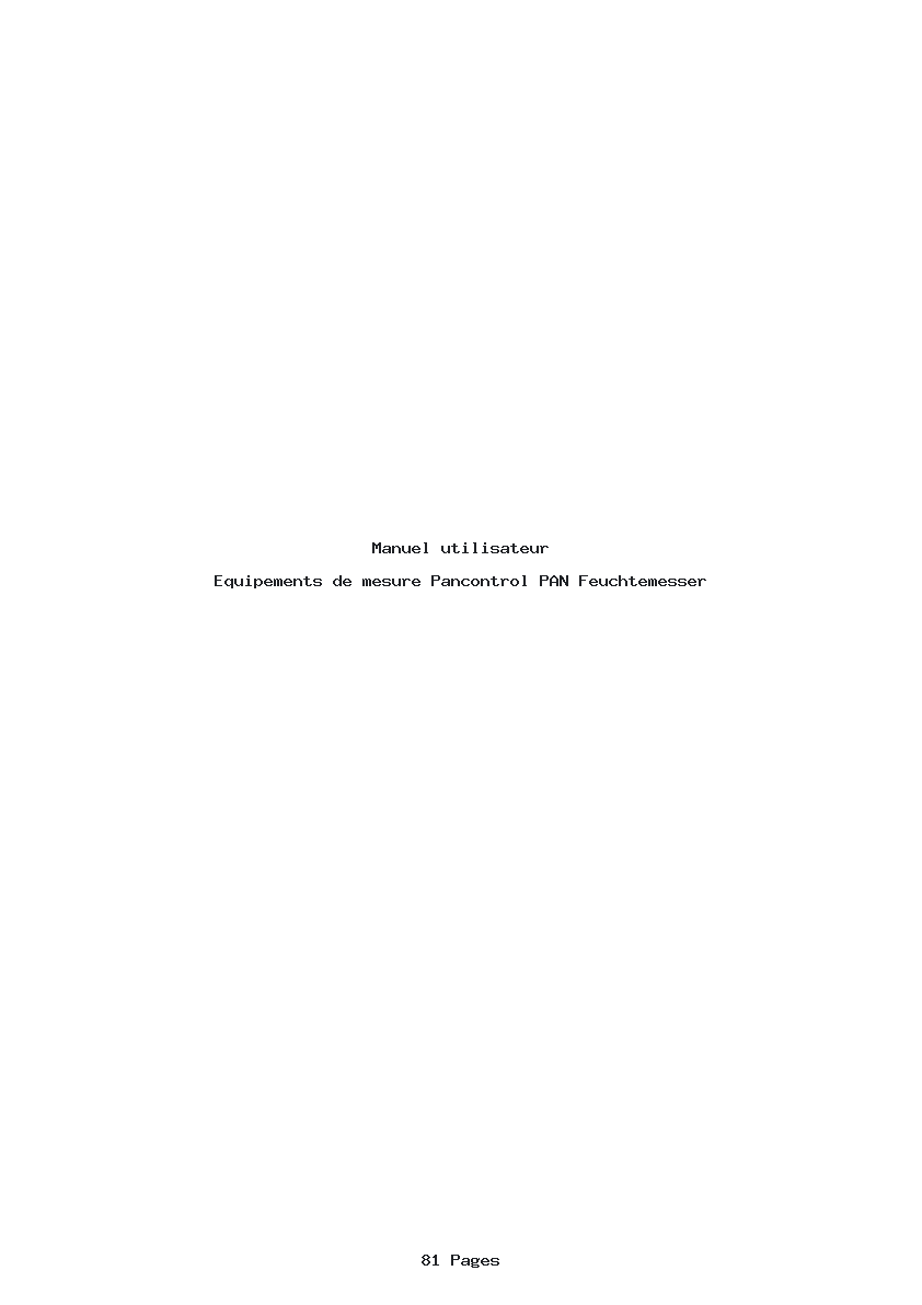 Page 1 de la notice Manuel utilisateur Pancontrol PAN Feuchtemesser