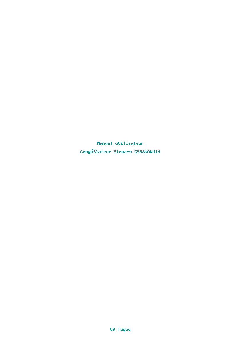 Page 1 de la notice Manuel utilisateur Siemens GS58NAW41H