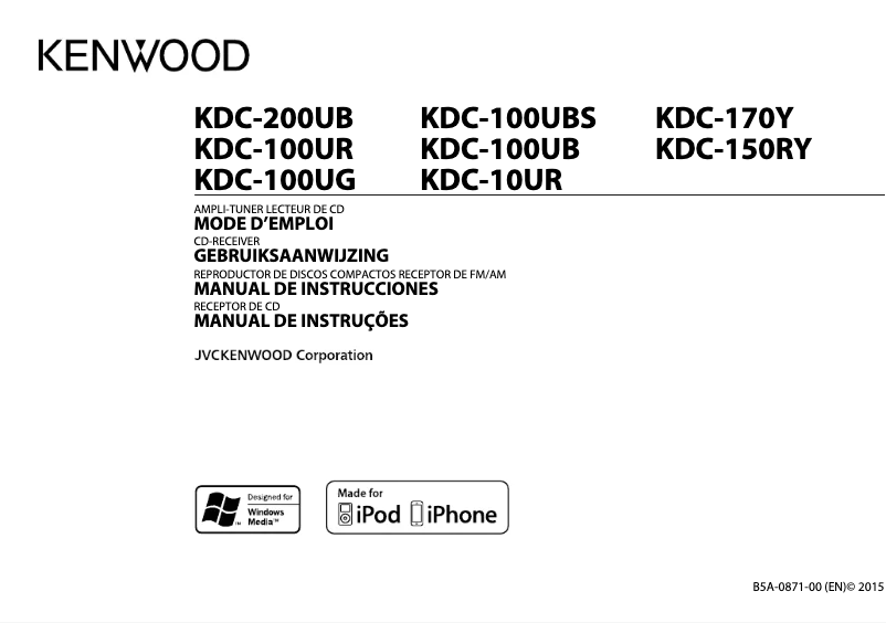 Page 1 de la notice Manuel utilisateur Kenwood KDC-100UR