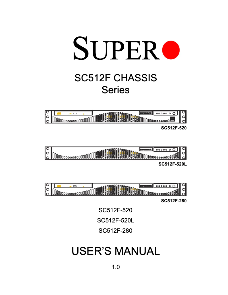 Page 1 de la notice Manuel utilisateur Supermicro SuperChassis SC512F-280