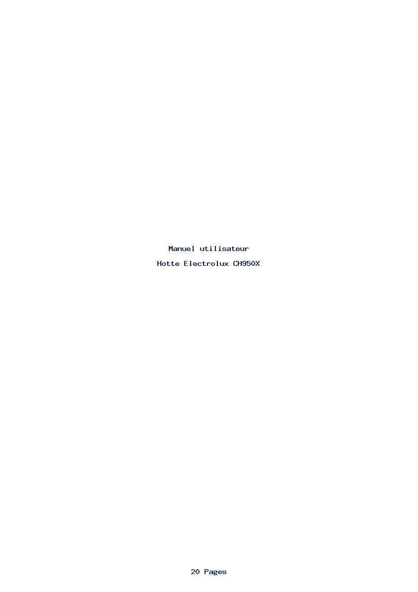 Page 1 de la notice Manuel utilisateur Electrolux CH950X