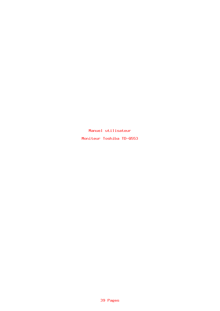 Page 1 de la notice Manuel utilisateur Toshiba TD-Q553