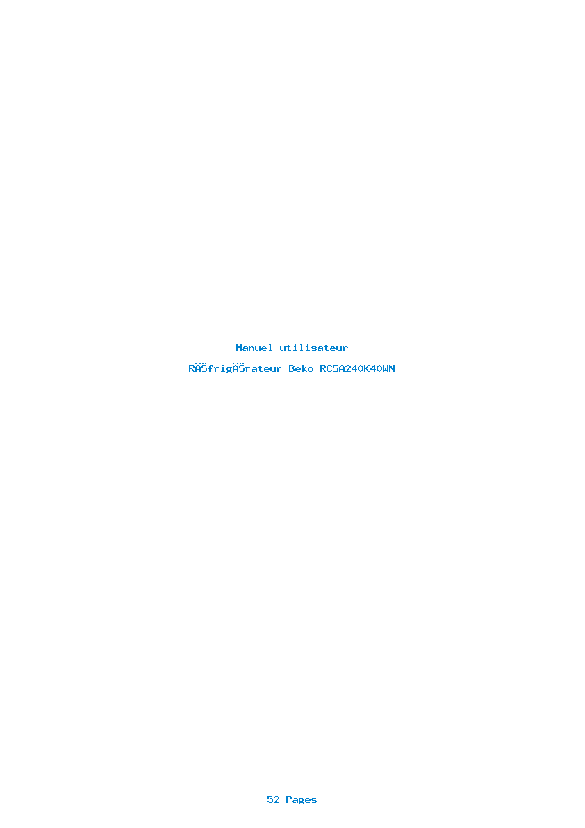 Page 1 de la notice Manuel utilisateur Beko RCSA240K40WN