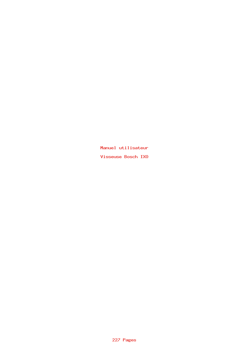 Page 1 de la notice Manuel utilisateur Bosch IXO