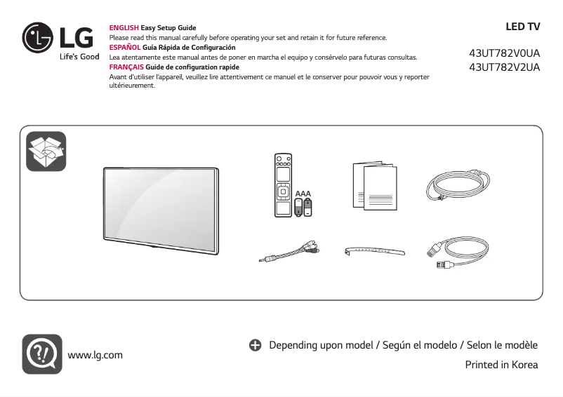 Page 1 de la notice Manuel utilisateur LG 43UT782V2UA