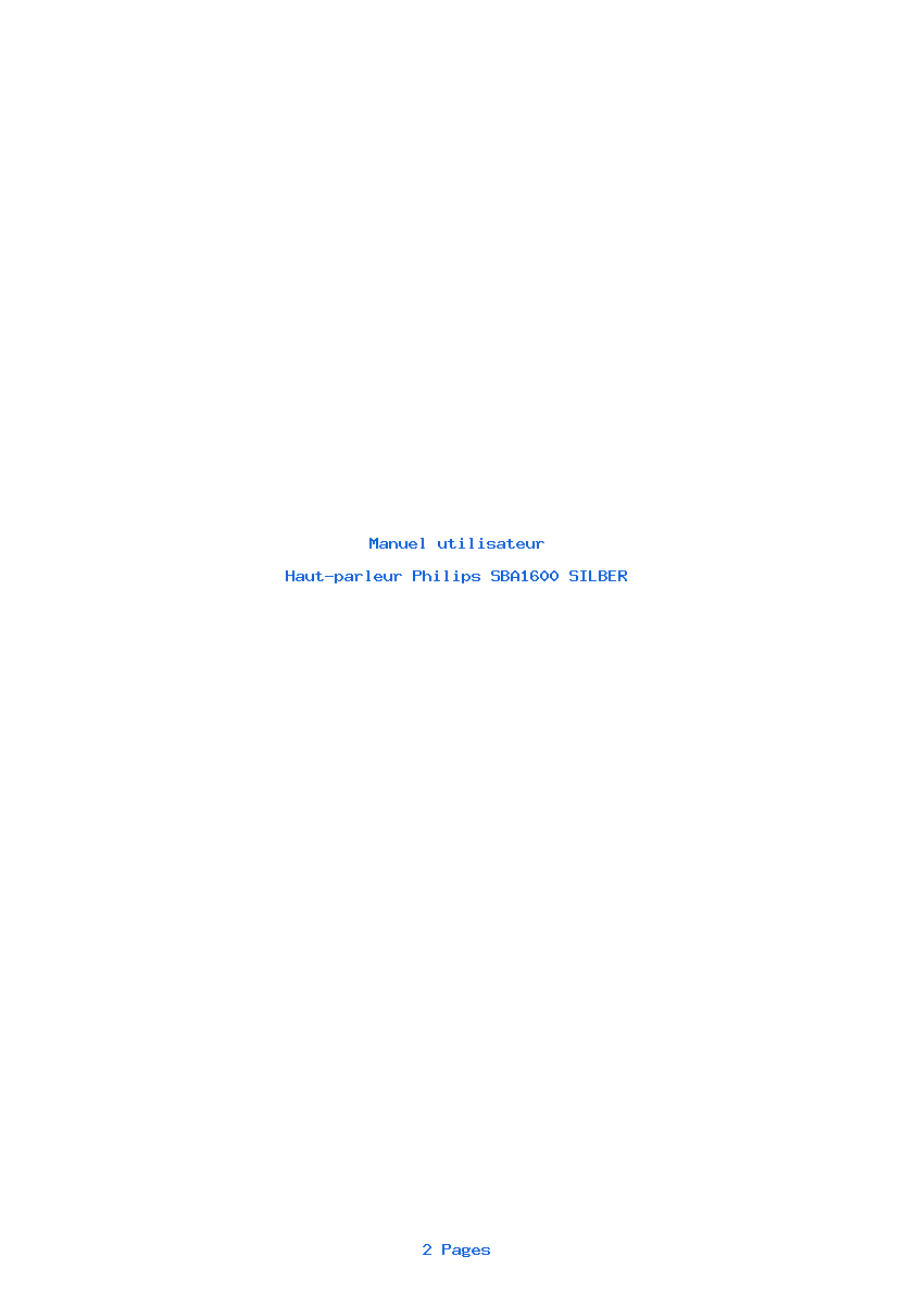 Page 1 de la notice Manuel utilisateur Philips SBA1600 SILBER