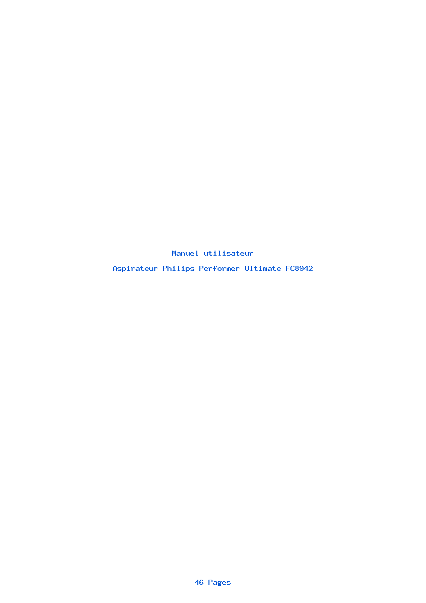 Page 1 de la notice Manuel utilisateur Philips Performer Ultimate FC8942