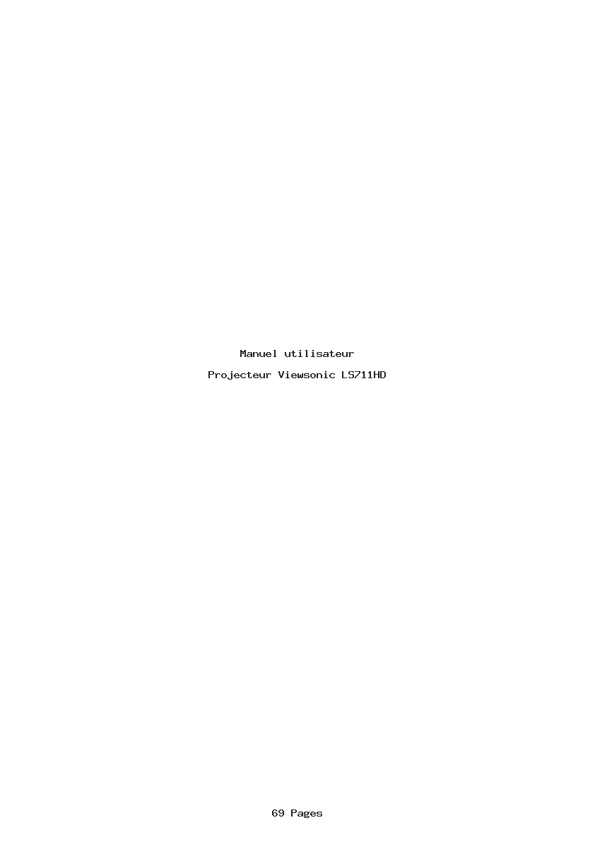 Page 1 de la notice Manuel utilisateur Viewsonic LS711HD