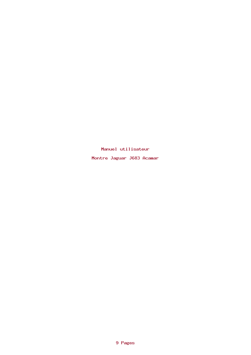 Page 1 de la notice Manuel utilisateur Jaguar J683 Acamar