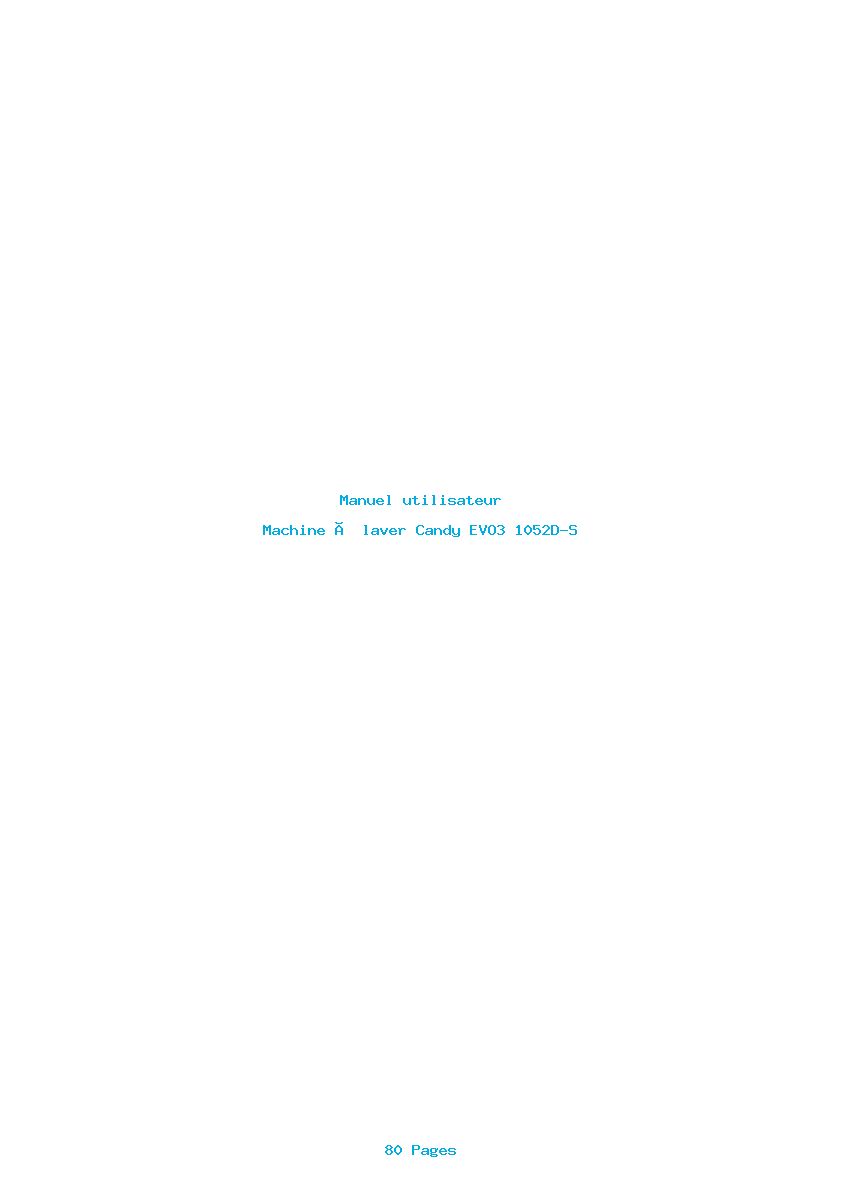 Page 1 de la notice Manuel utilisateur Candy EVO3 1052D-S
