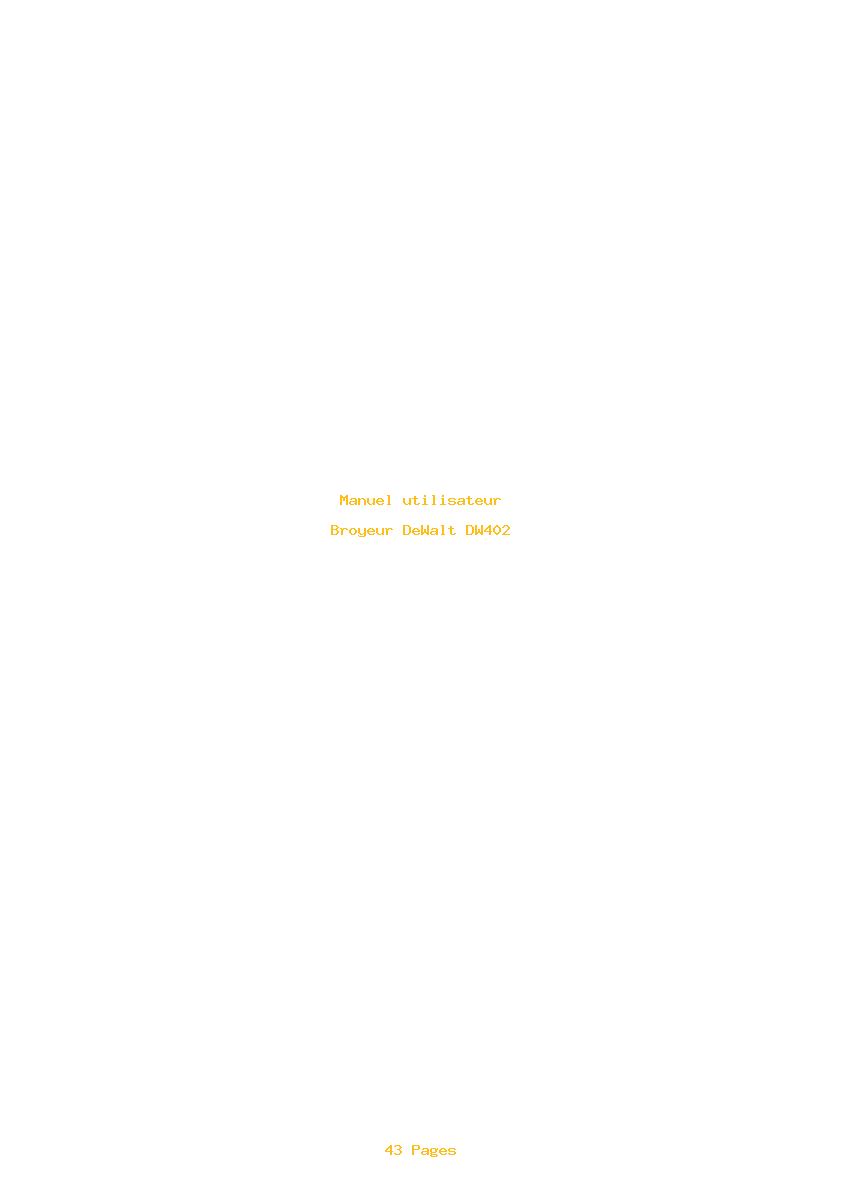 Page 1 de la notice Manuel utilisateur DeWalt DW402