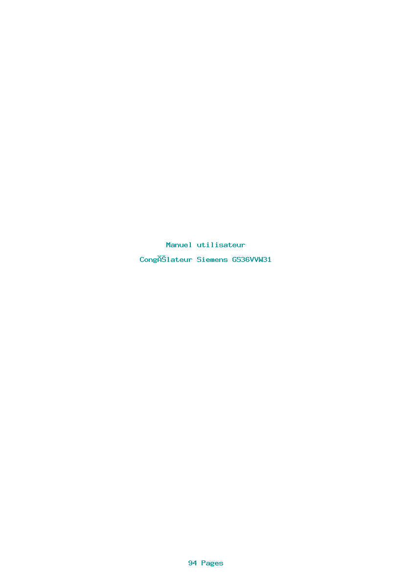 Page 1 de la notice Manuel utilisateur Siemens GS36VVW31