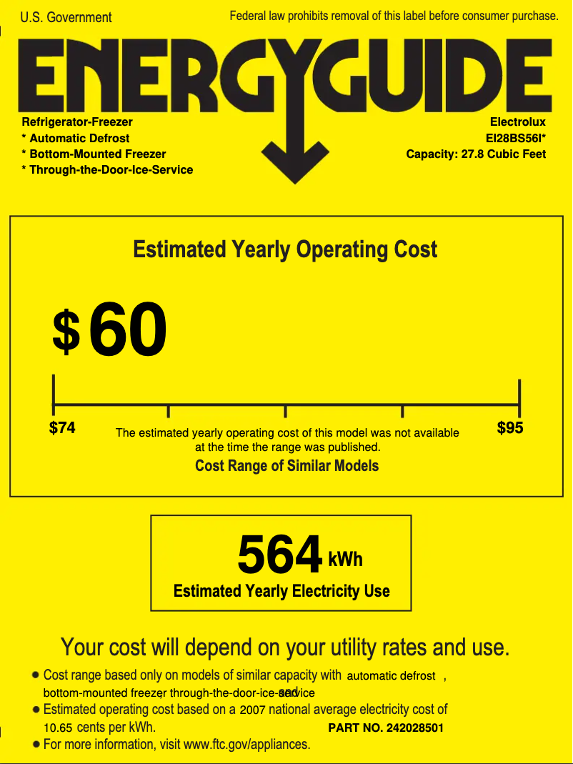 Página 1 del manual Etiqueta energética Electrolux EI28BS56IS