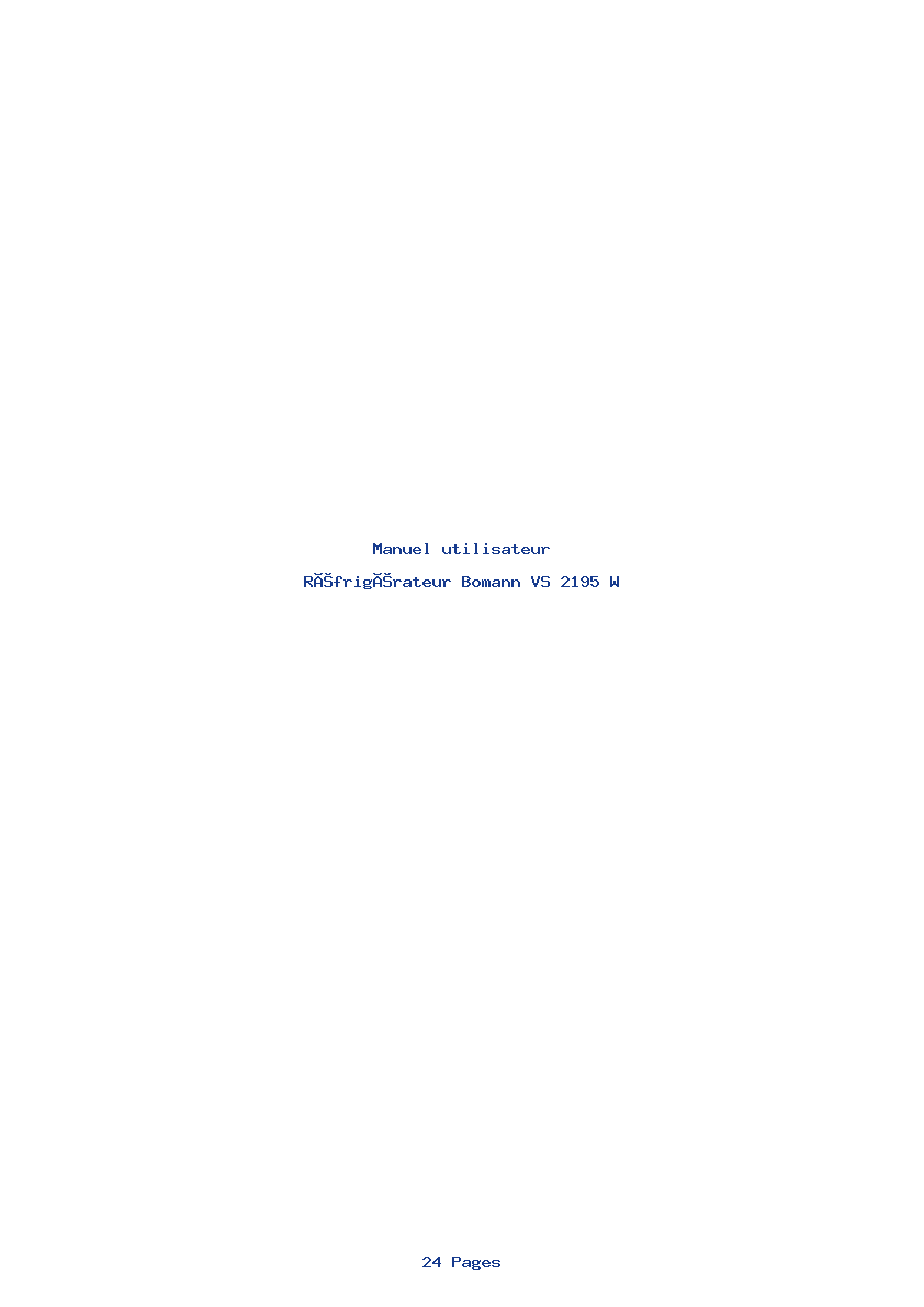 Page 1 de la notice Manuel utilisateur Bomann VS 2195 W