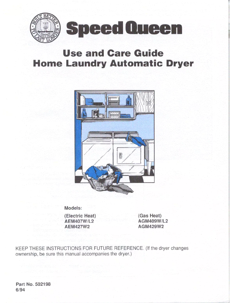 Página 1 del manual Manual de usuario Speed Queen AGM429W2