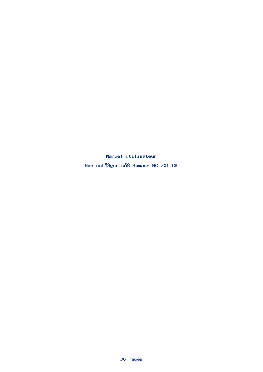 Page 1 de la notice Manuel utilisateur Bomann MC 701 CB