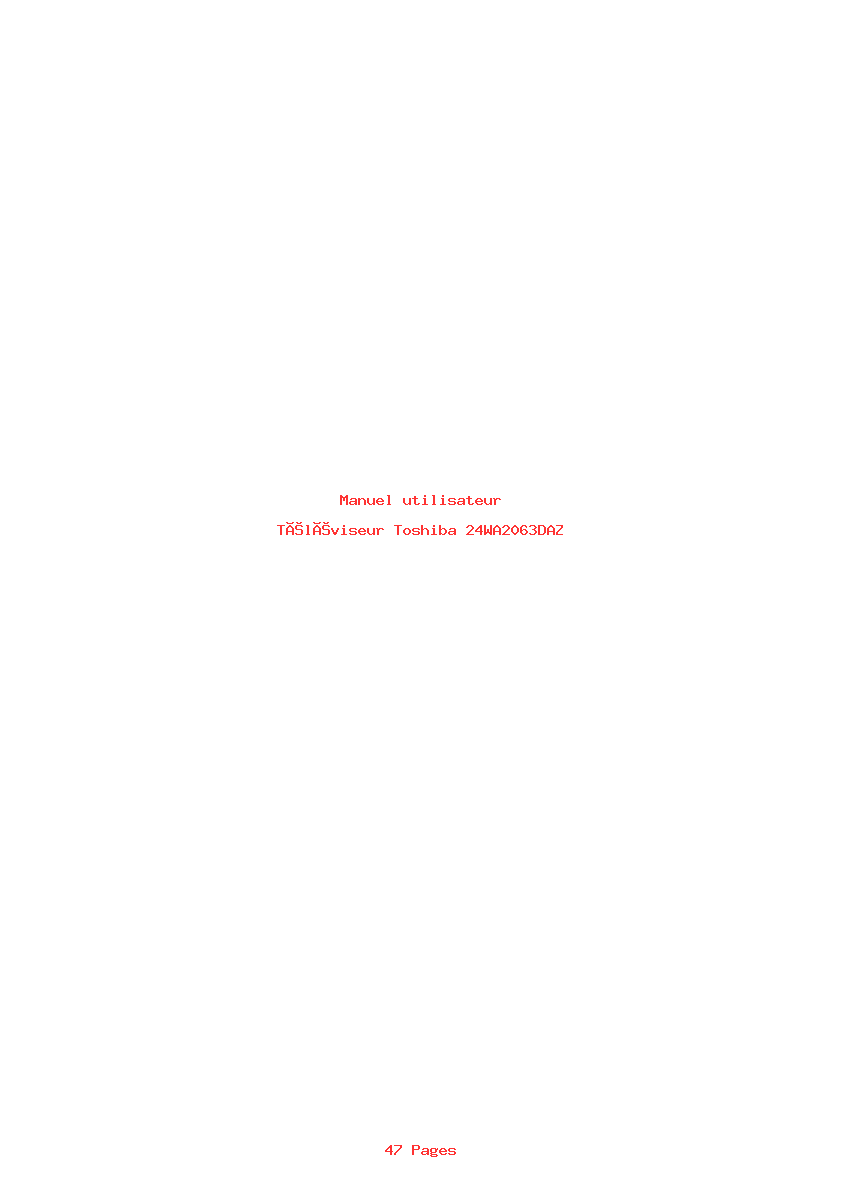 Page 1 de la notice Manuel utilisateur Toshiba 24WA2063DAZ