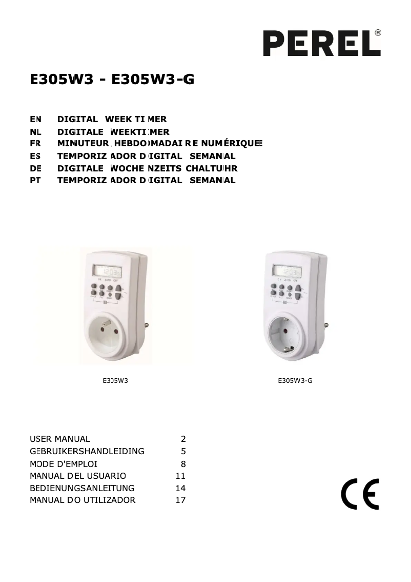 Page 1 de la notice Manuel utilisateur Perel E305W3