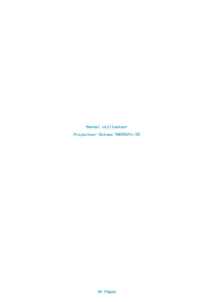 Page 1 de la notice Manuel utilisateur Optoma TW695UTi-3D