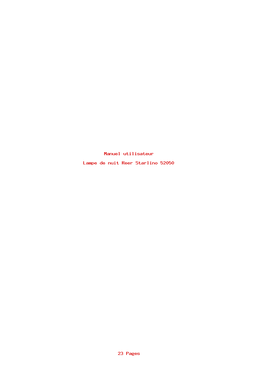 Page 1 de la notice Manuel utilisateur Reer Starlino 52050