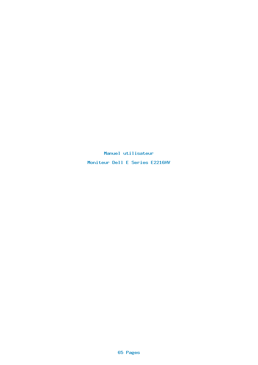 Page 1 de la notice Manuel utilisateur Dell E Series E2216HV