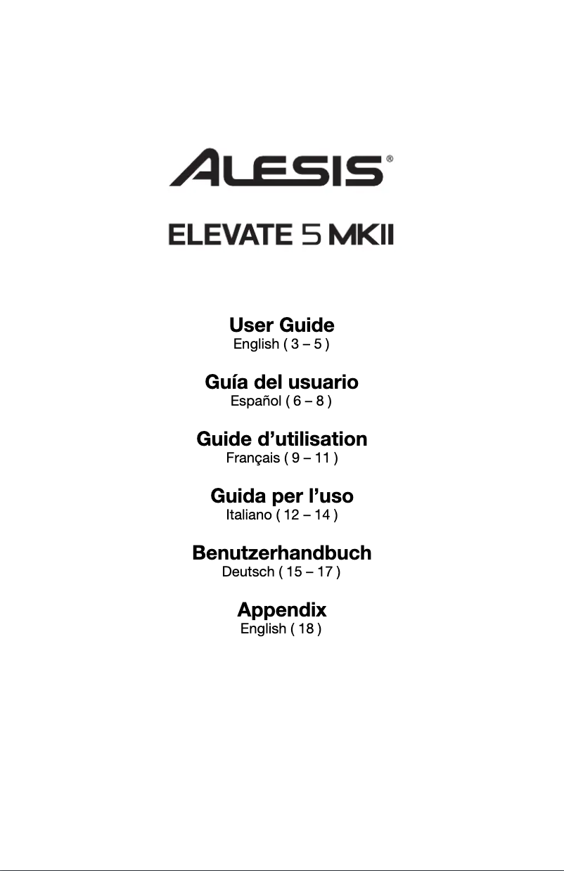 Page 1 de la notice Manuel utilisateur Alesis Elevate 5 MKII