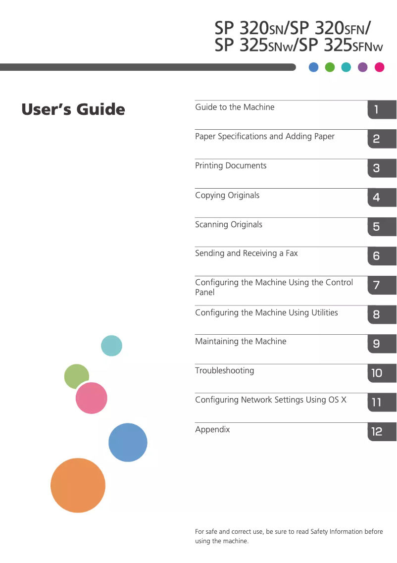 Page 1 de la notice Manuel utilisateur Ricoh SP 325SFNW