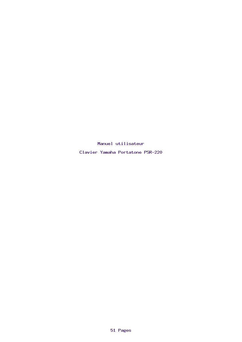 Page 1 de la notice Manuel utilisateur Yamaha Portatone PSR-220