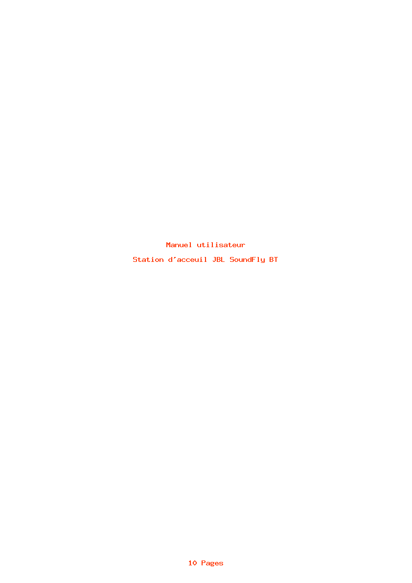 Page 1 de la notice Manuel utilisateur JBL SoundFly BT