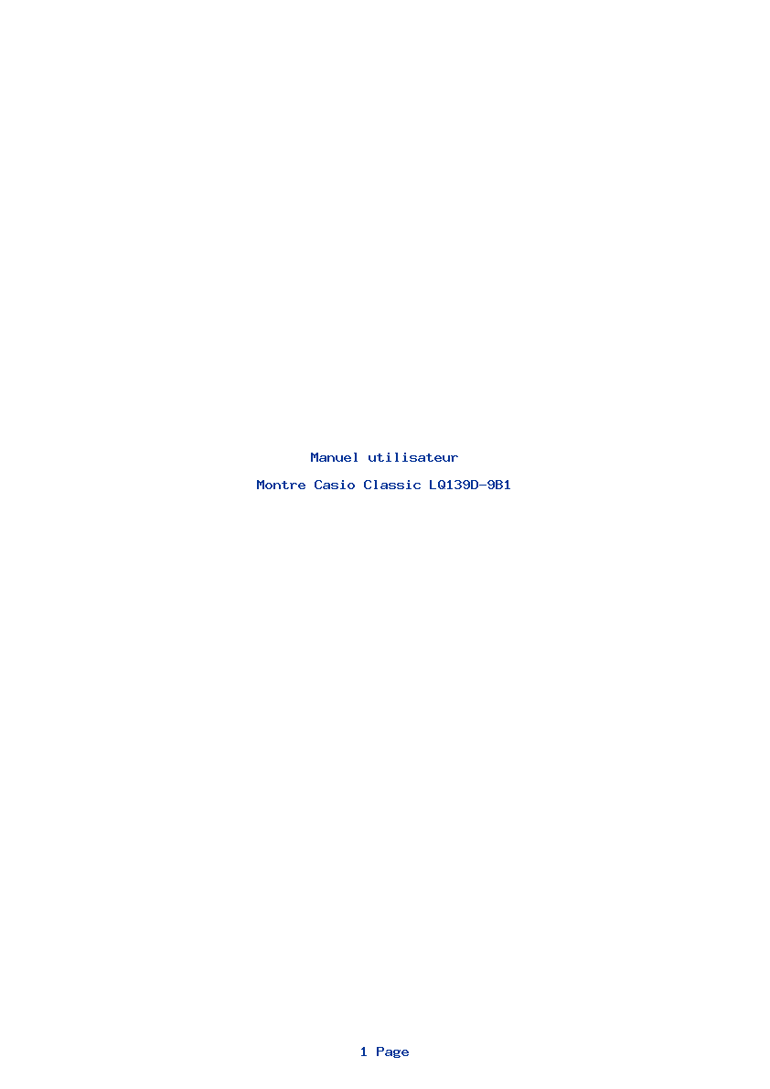 Page 1 de la notice Manuel utilisateur Casio Classic LQ139D-9B1