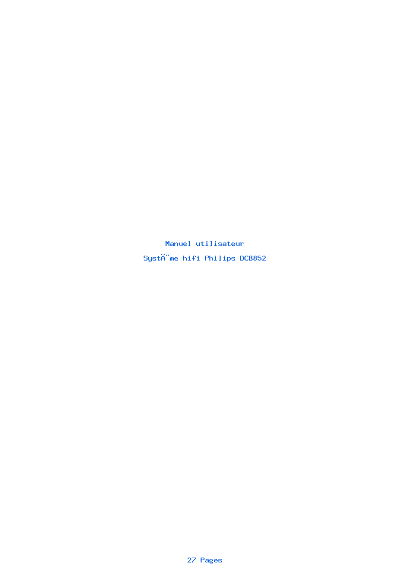 Page 1 de la notice Manuel utilisateur Philips DCB852