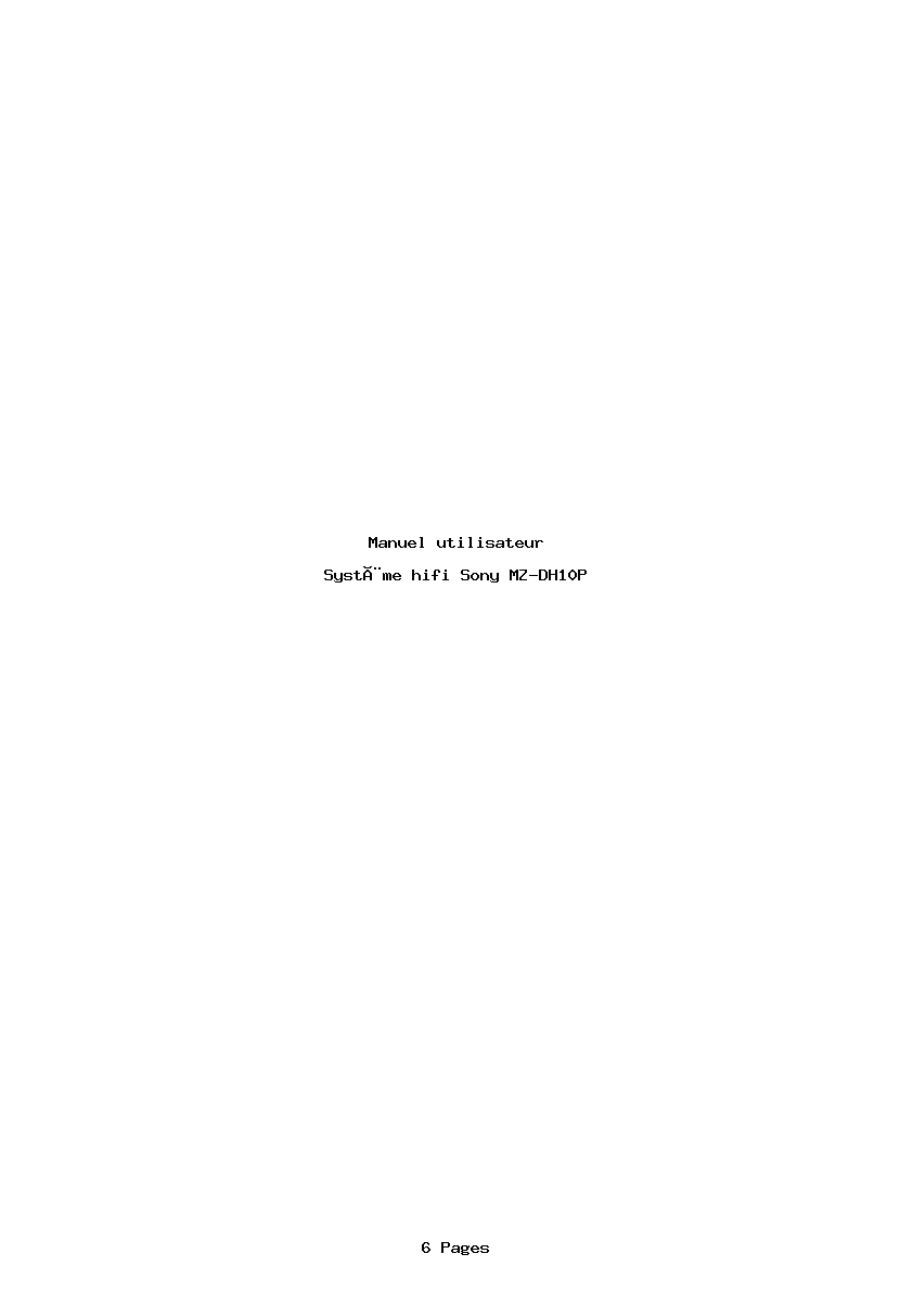 Page 1 de la notice Manuel utilisateur Sony MZ-DH10P