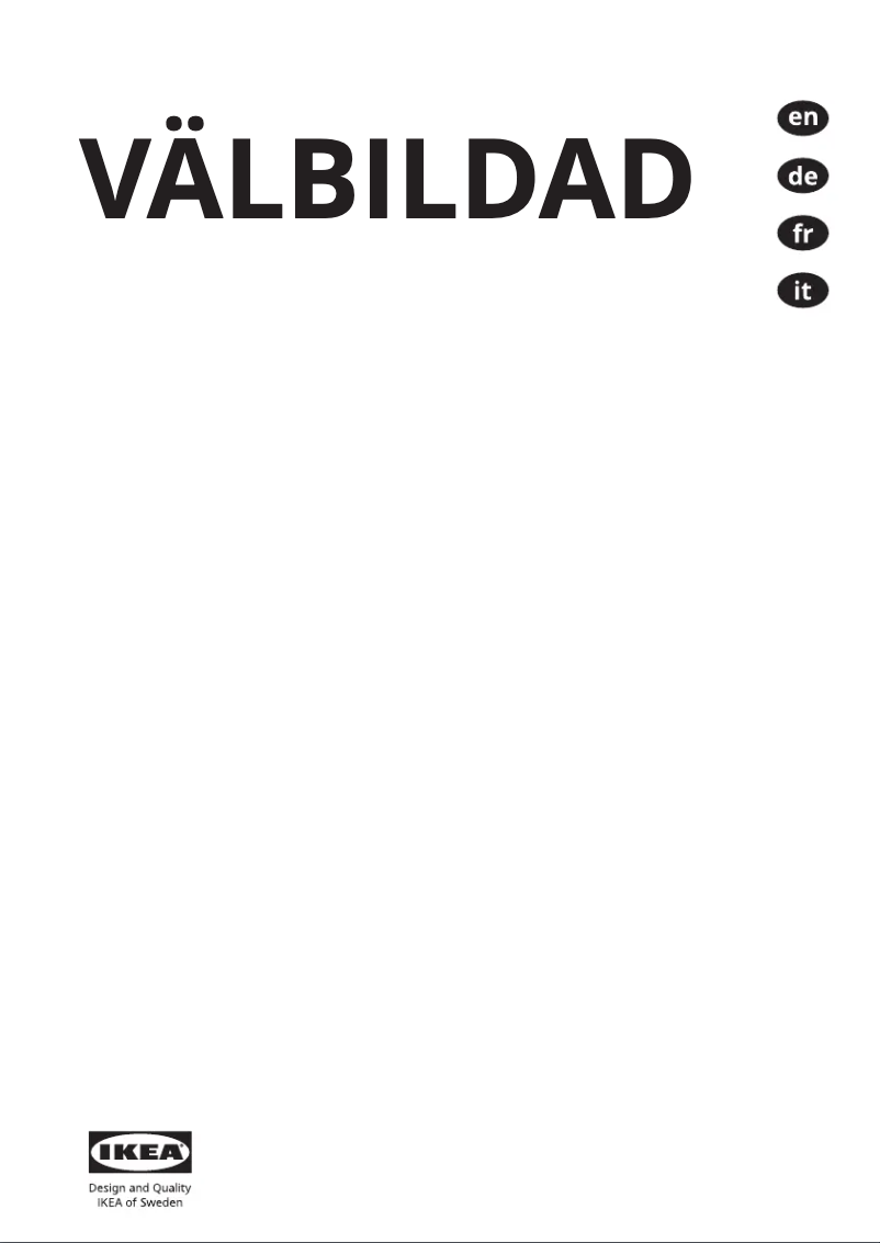 Page 1 de la notice Manuel utilisateur Ikea VÄLBILDAD 204.675.92