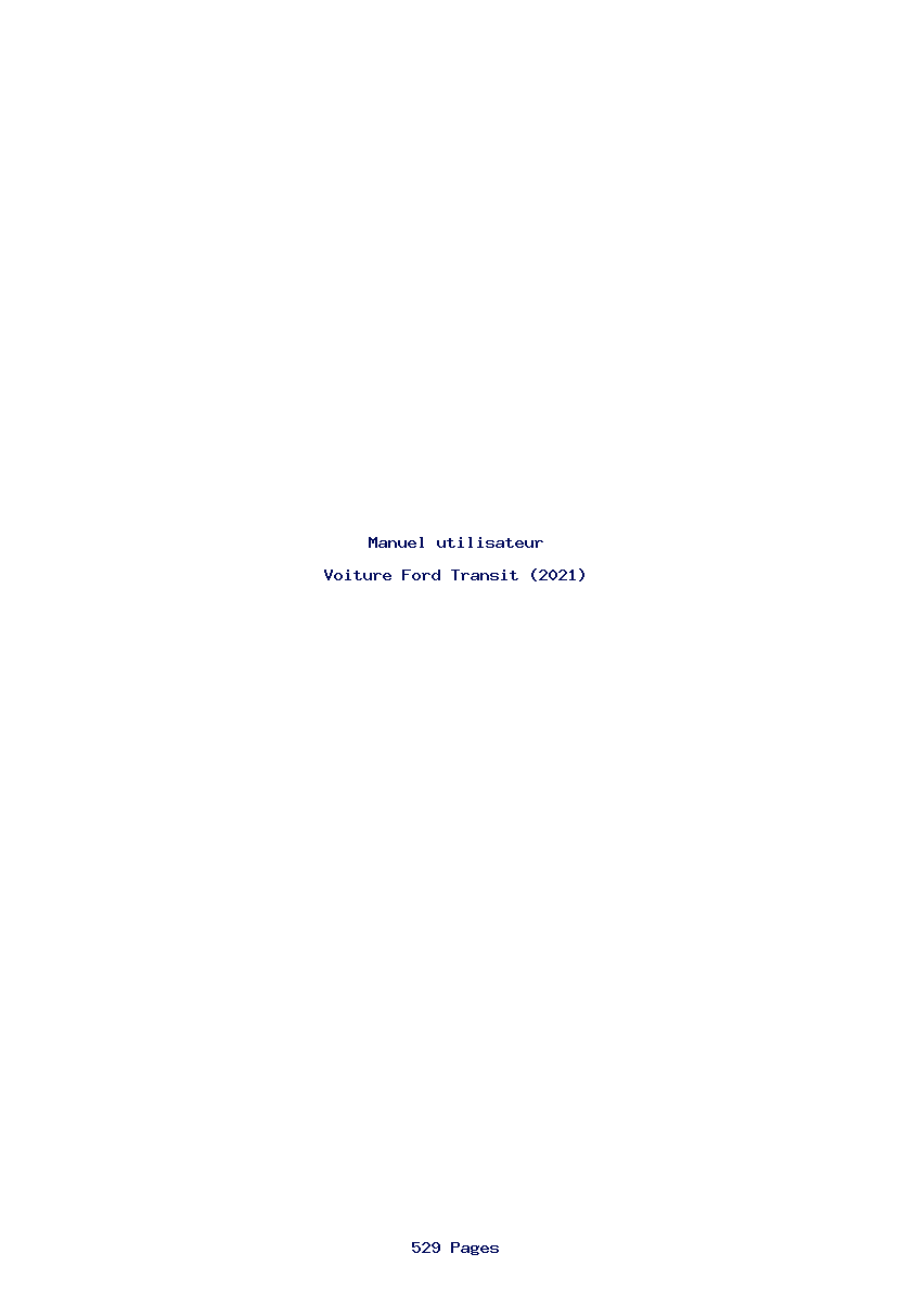 Page 1 de la notice Manuel utilisateur Ford Transit (2021)
