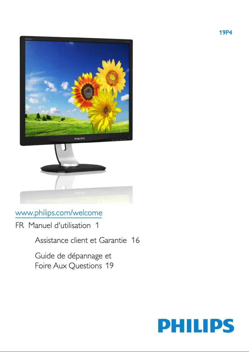 Page 1 de la notice Manuel utilisateur Philips Brilliance 19P4QYEB